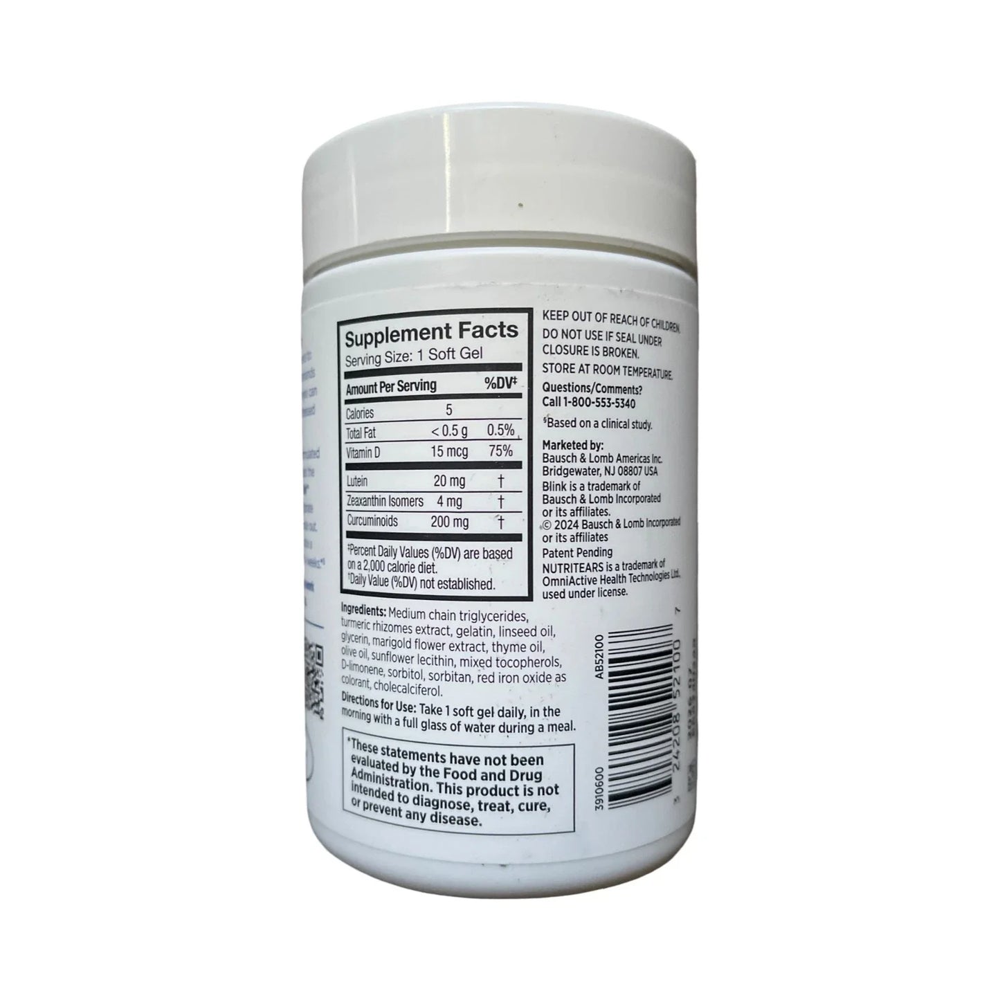 Blink NutriTears Dry Eye Supplement 30 Softgels Clinically Proven - New